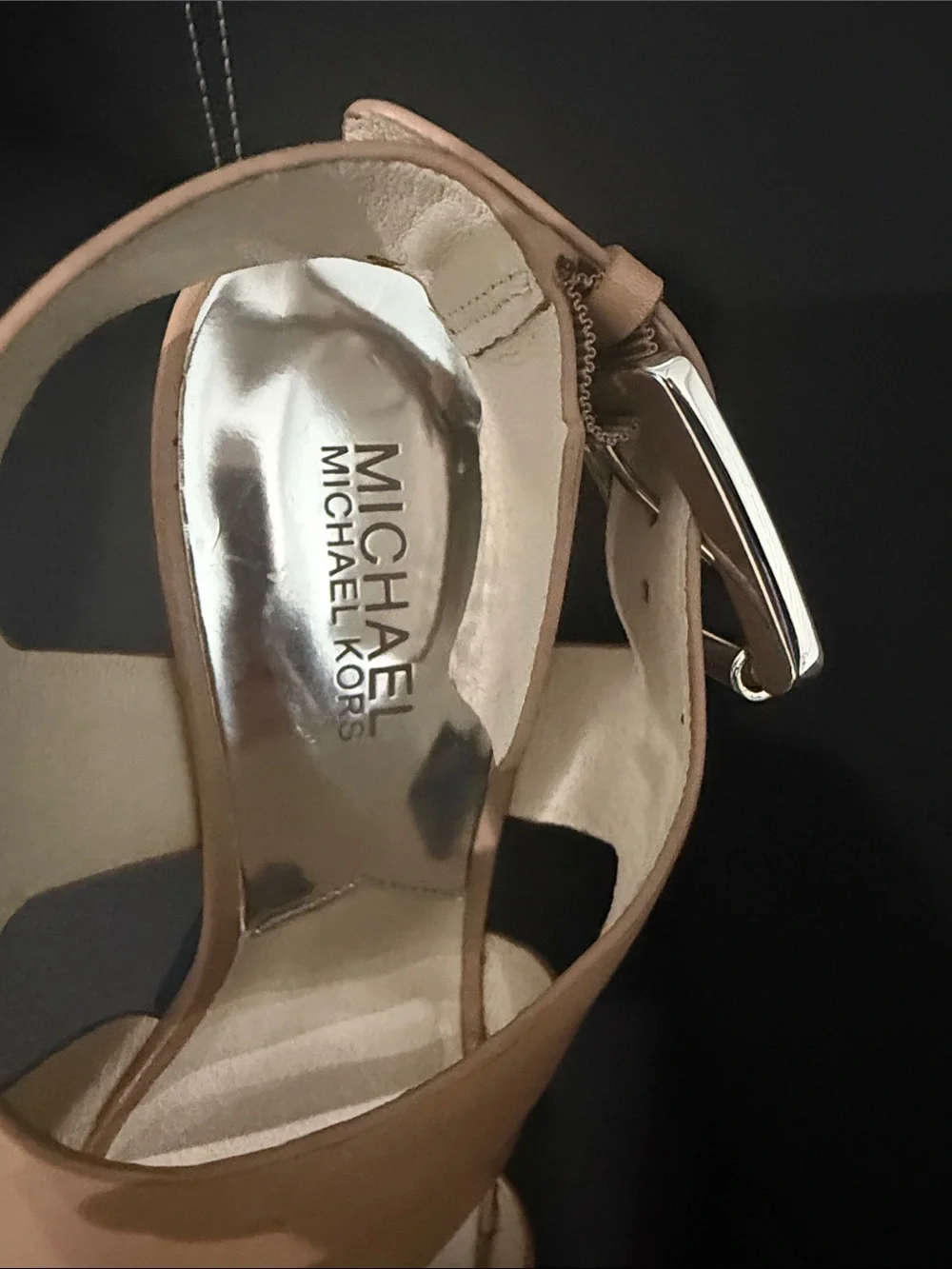 Michael Kors Nude Leather Open-Toe Ankle Strap Heels